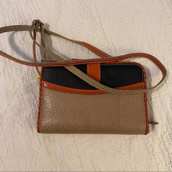 Tri Tone Crossbody Wallet Organizer Six Ring Note paper Brown Black Taupe - Picture 1 of 13